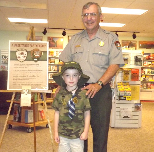 Fellow park rangers Bob Hamilton and Max Wallingford pose at the Panther Junction Visitors Center.